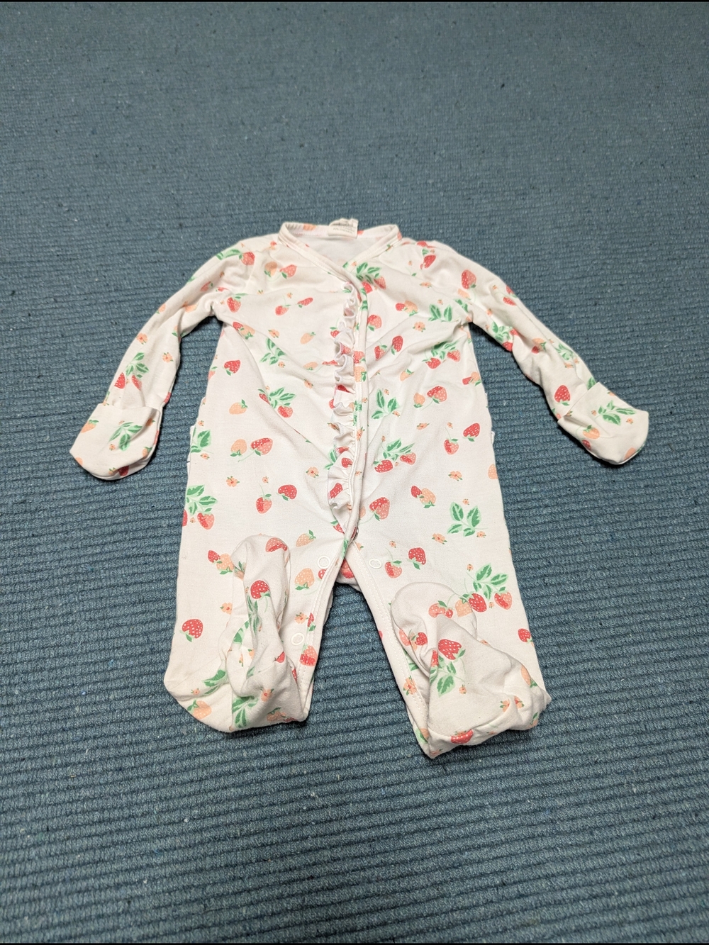 Baby Girls' Strawberry Print One-Piece Footed Sleeper - Pink